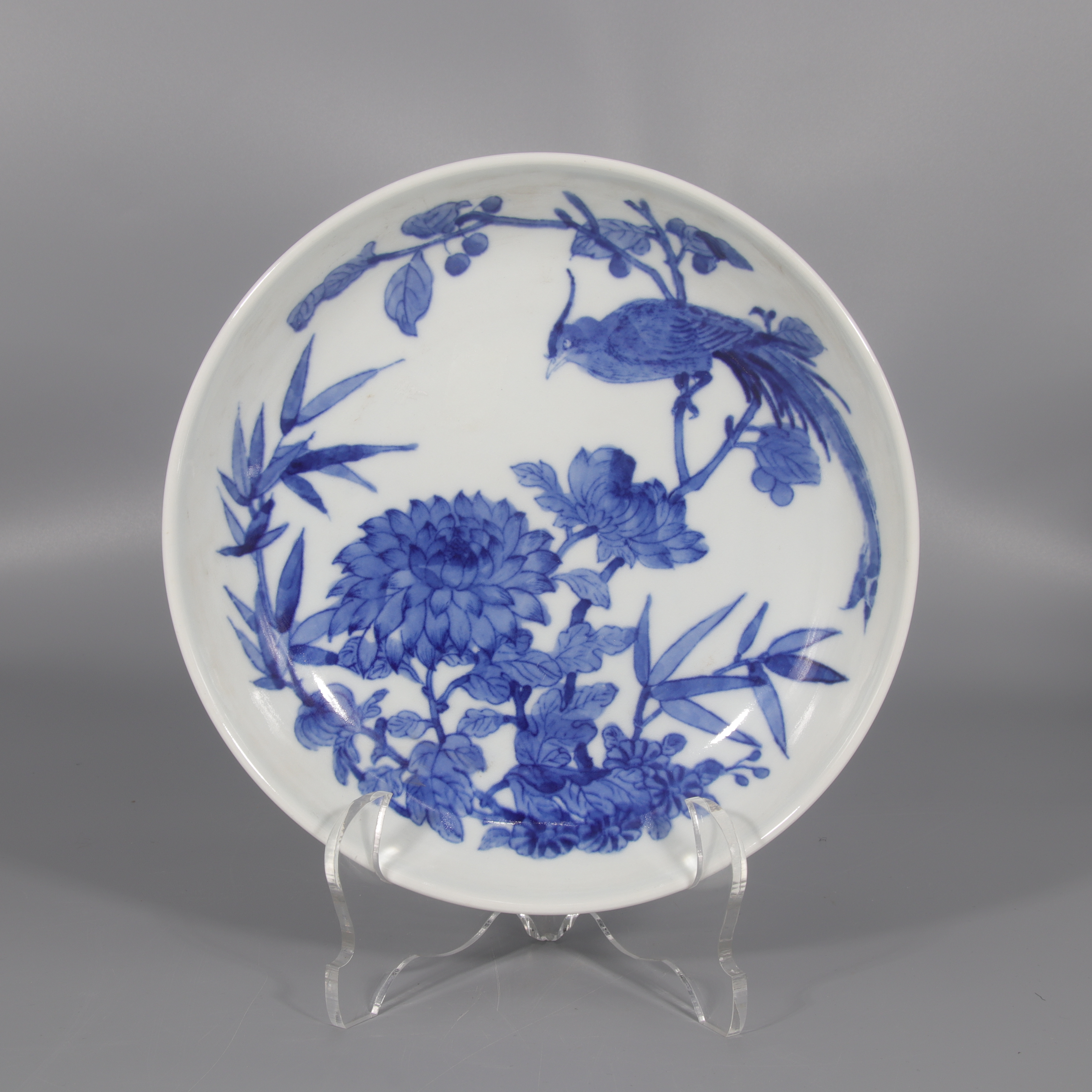 青花凤穿牡丹纹盘   H401-319