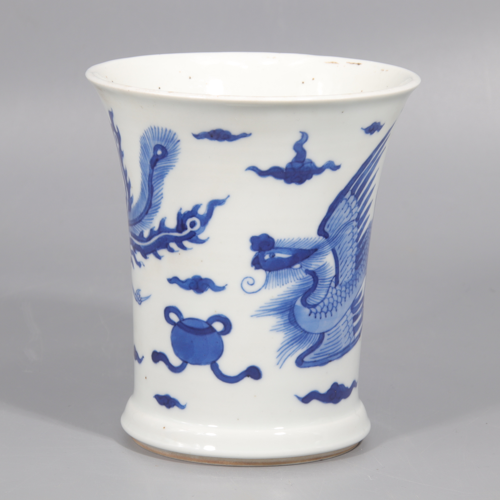  青花凤纹笔筒    H411-049