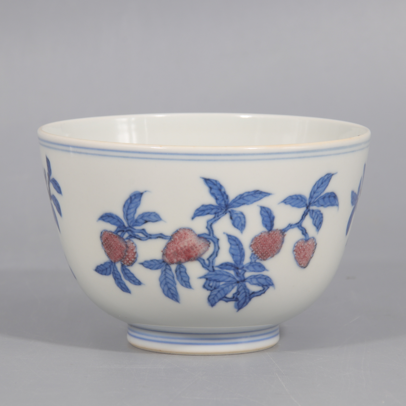 青花釉里红三多纹杯   H410-253