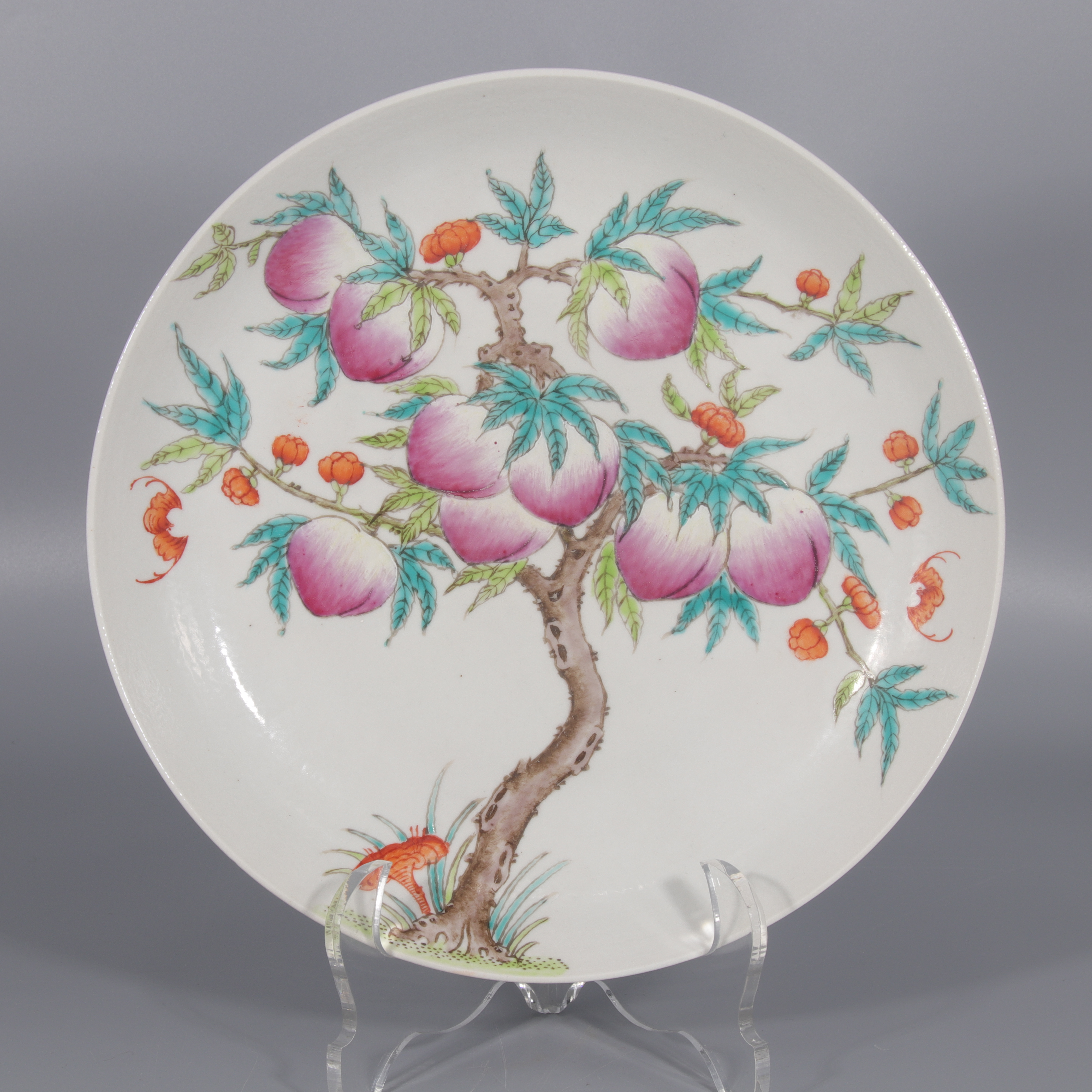 粉彩九桃纹赏盘   H412-109