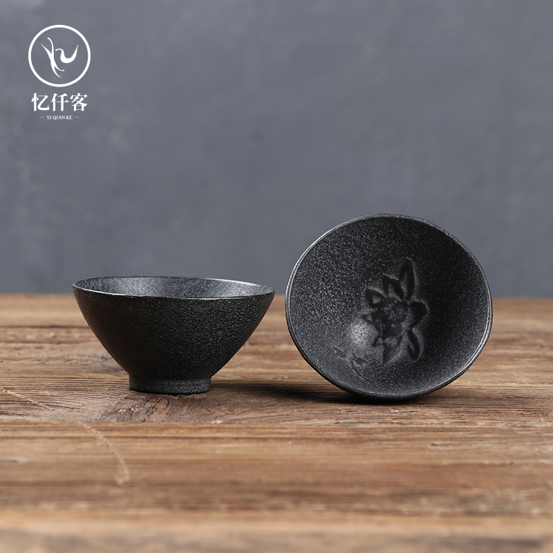 忆仟客纯手工乌金石功夫茶具茶杯大号主人杯品茗杯茶碗斗笠杯单杯