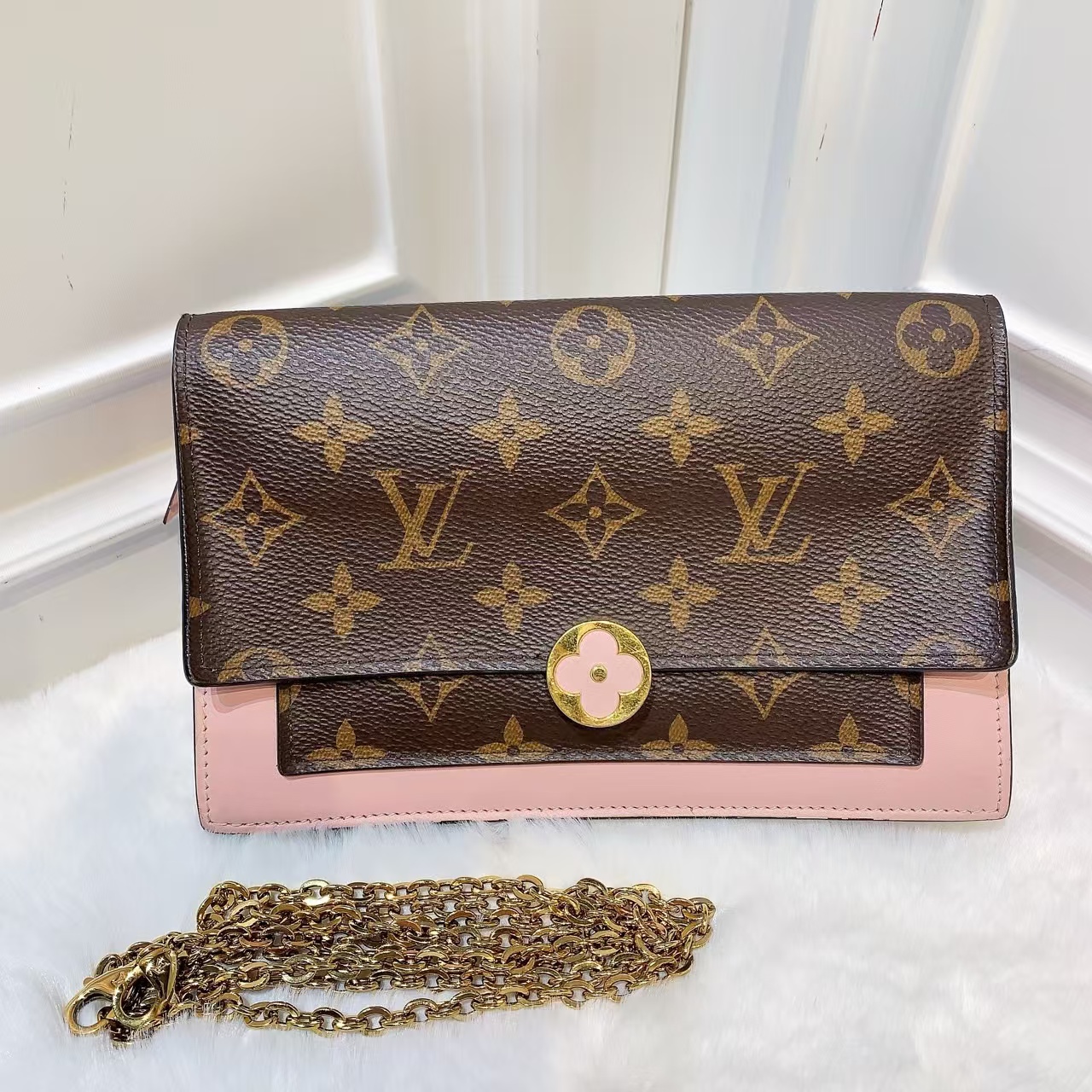 95新 LouisVuitton/路易威登 （静姐）路易威登小花链条包woc