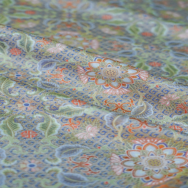 上久楷宋锦【彩麟宝相花】140门幅桑面料【一经裁剪概不退换】