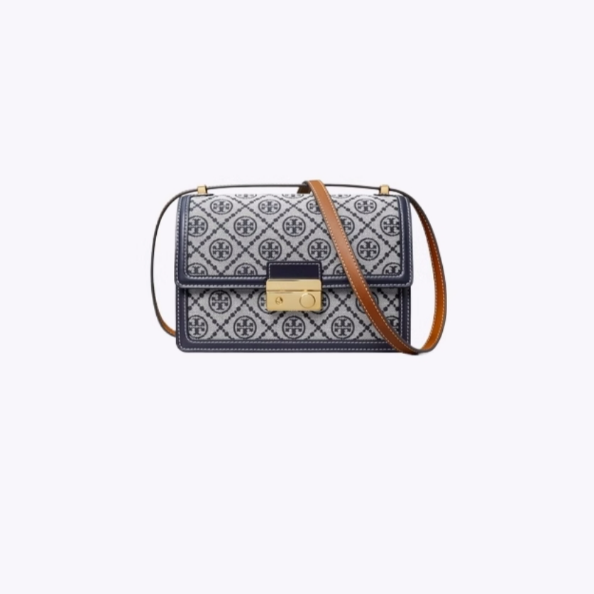 Tory Burch汤丽柏琦 XG T MONOGRAM蓝色老花单肩包158526-405