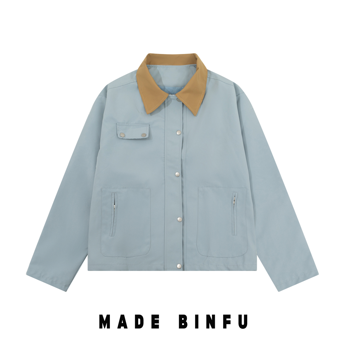 BINFU 崽崽秋季拼色男女同款男女同款情侣装夹克外套