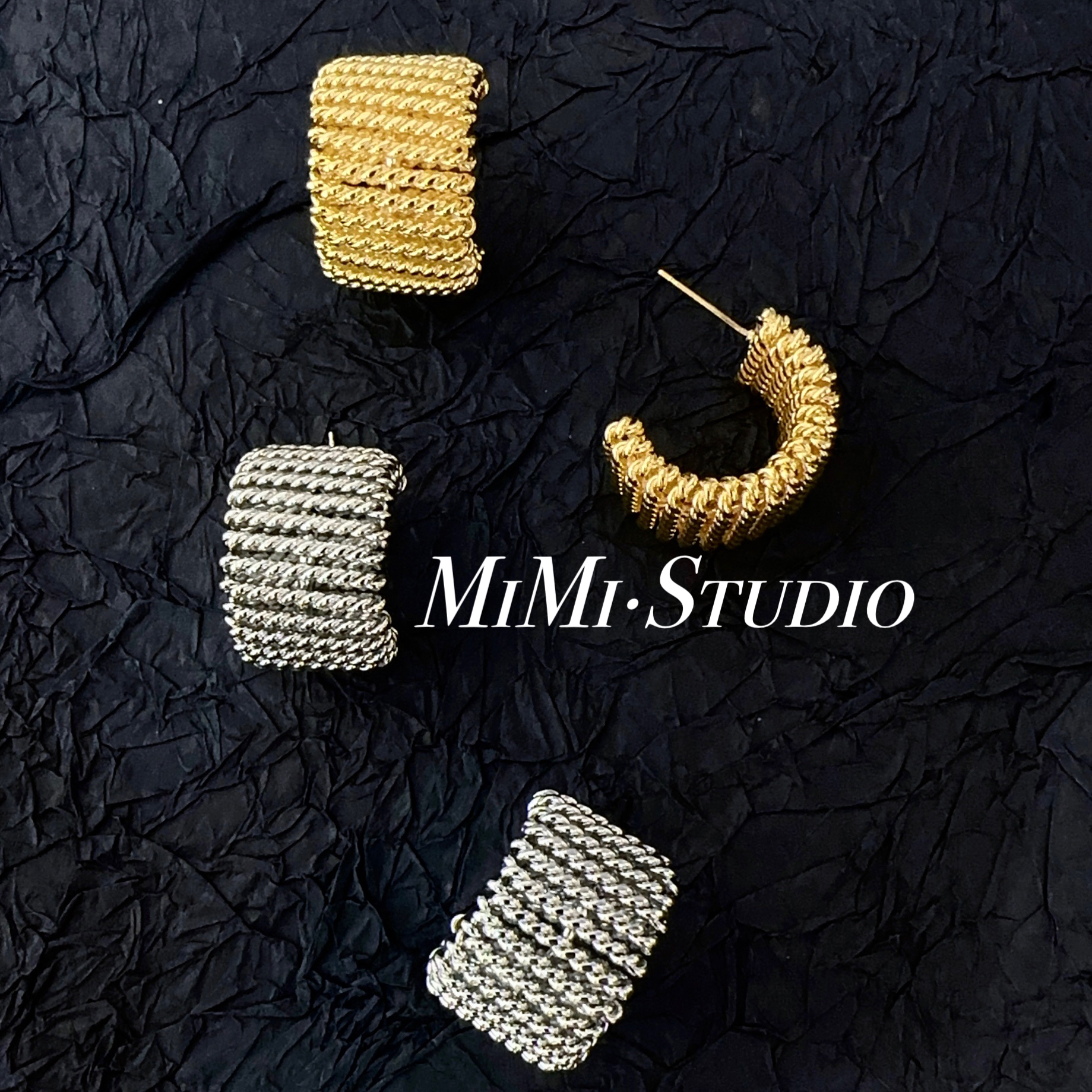 铜合金耳饰 欧美大气编织大C圈耳钉