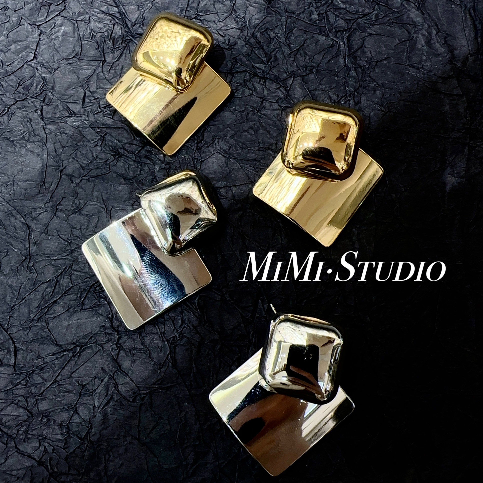 铜合金耳饰 欧美冷淡风菱形（两种戴法）秋冬小众耳钉