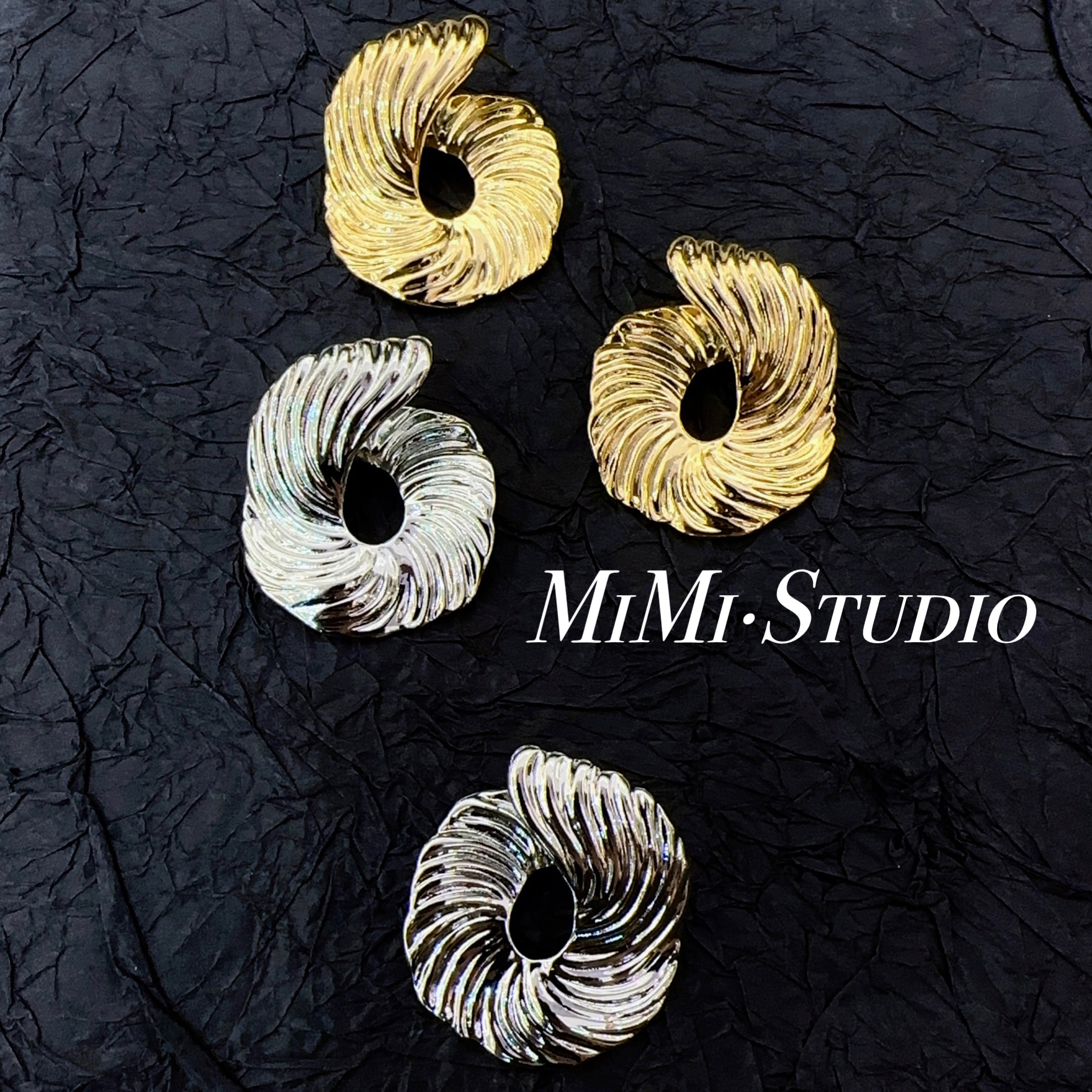 铜合金耳饰 欧美大气不规则褶皱（水波纹）独特耳钉