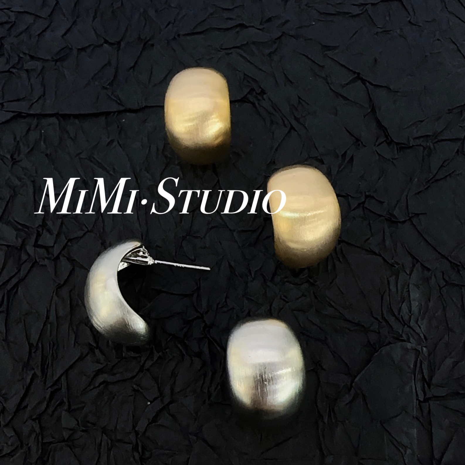 铜合金耳饰 冷淡高级感拉丝哑光豆豆耳钉