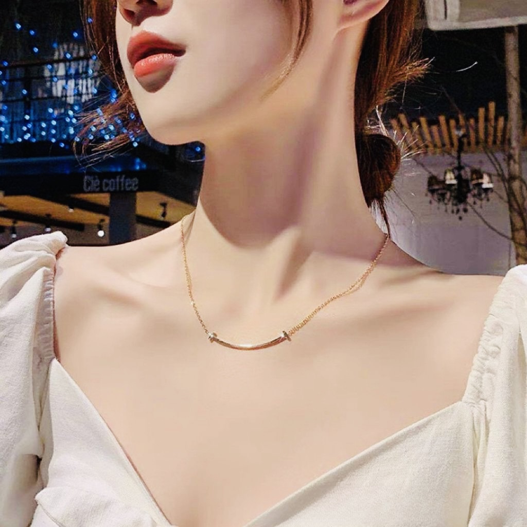 笑脸弯管项链经典时尚百搭轻奢锁骨链 XL002