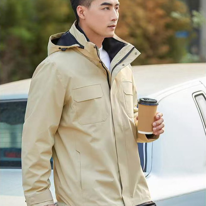 三合一冲锋衣男款复合珊瑚绒 户外休闲透气防水加绒加厚防风连帽