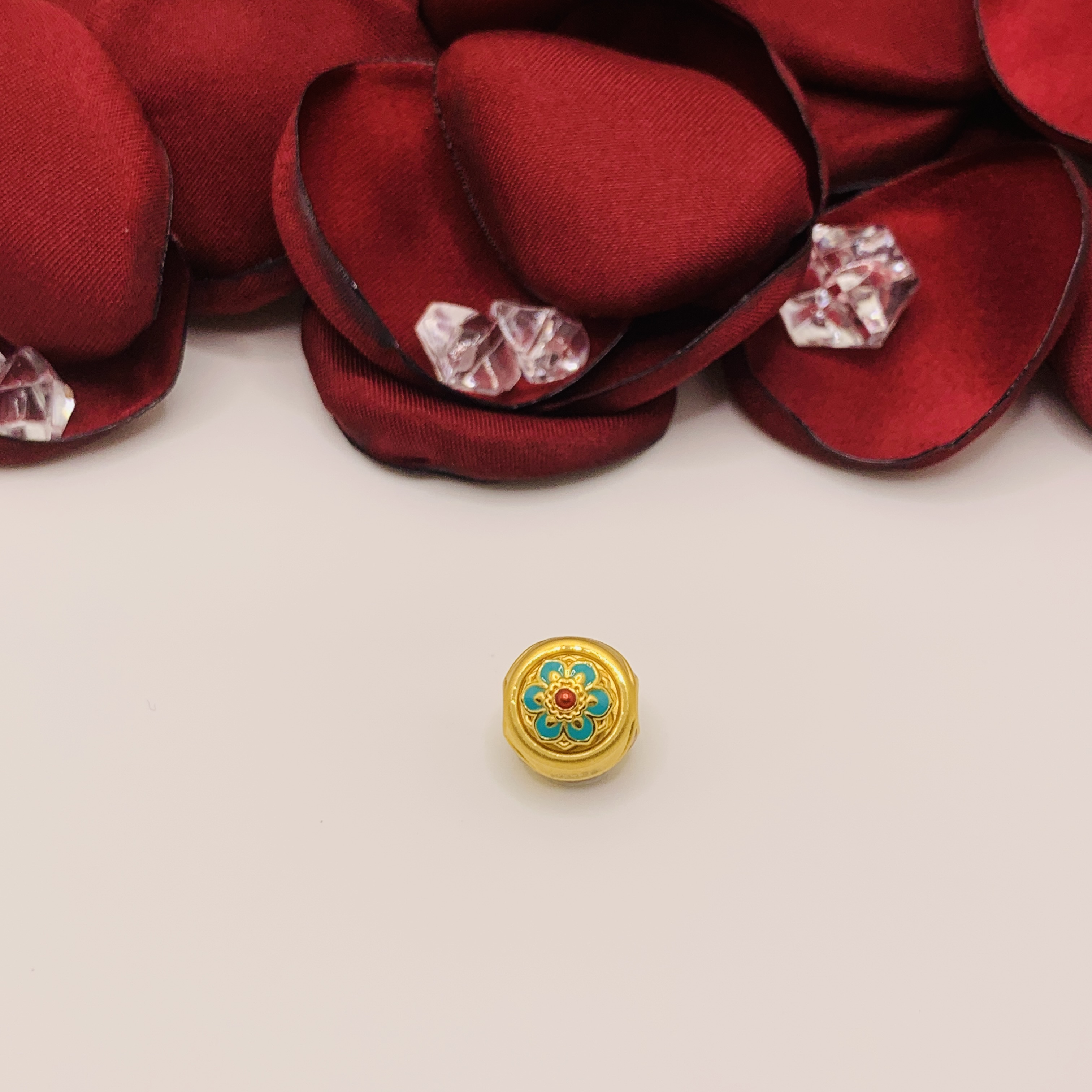 转转宝相花黄金转运珠 足金转运珠手串 复古国风 新中式