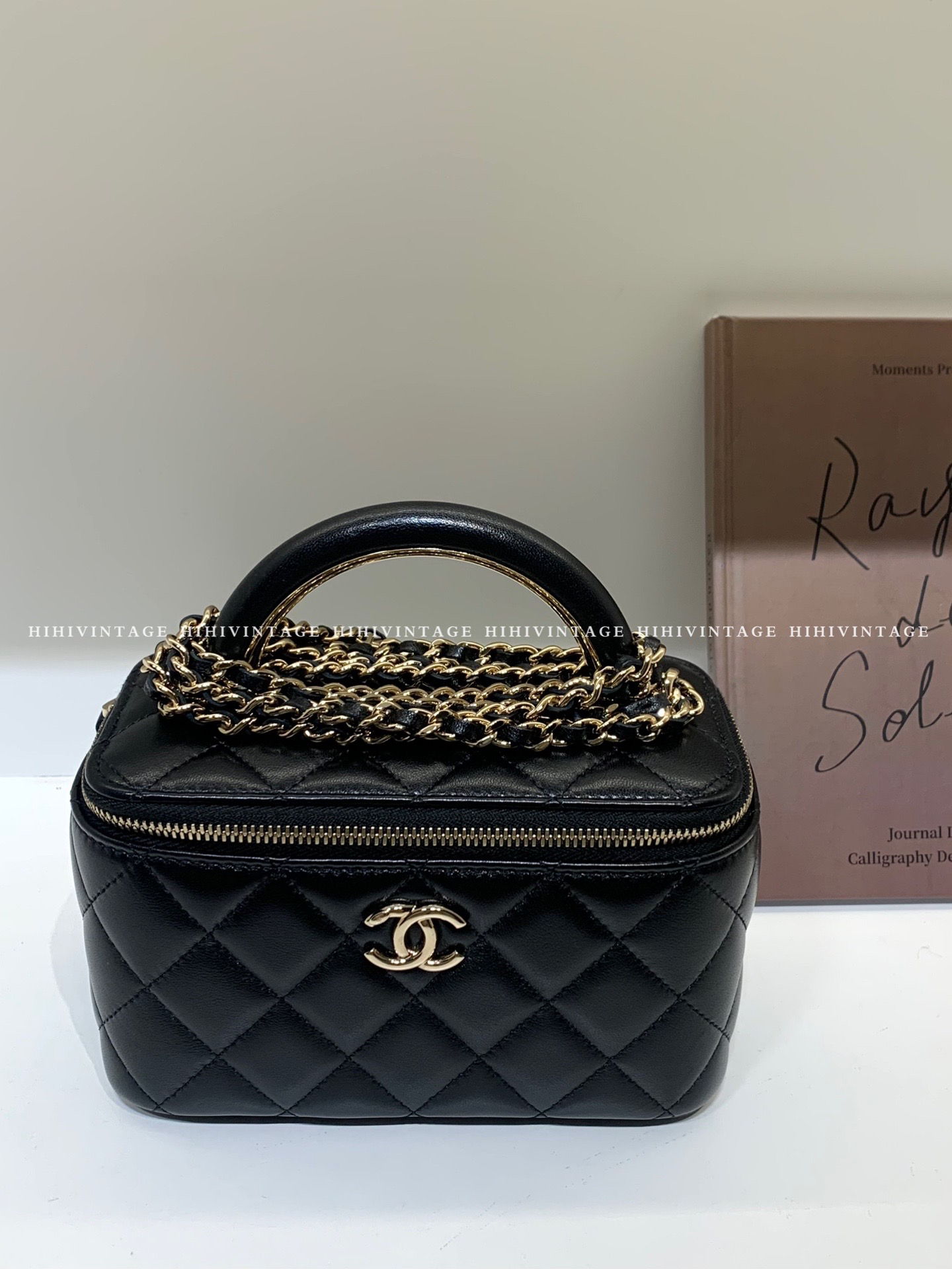 99新 Chanel/香奈儿 HIHi/黑金手柄盒子包新款镭射7276975