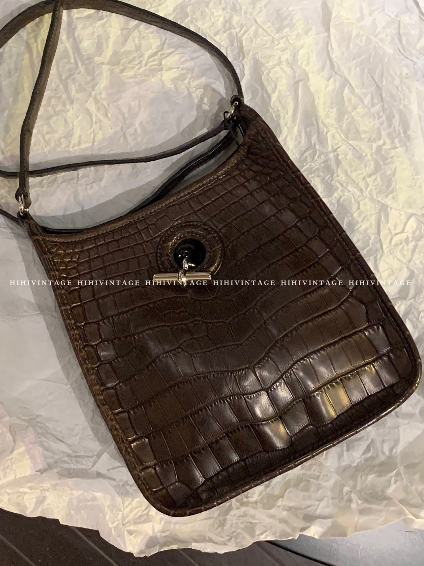 95新 Hermes/爱马仕 HIHI/Hermes爱马仕棕色伊芙琳框G/4617491SSS