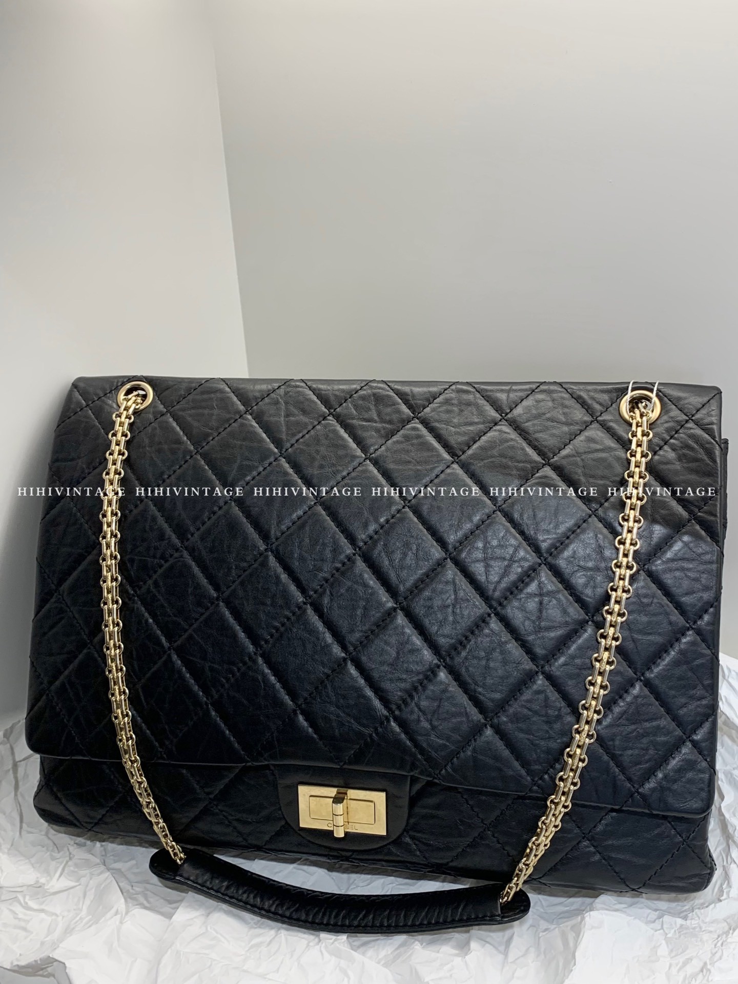 95新 Chanel/香奈儿 HIHI/2.55黑金机场包/5396761