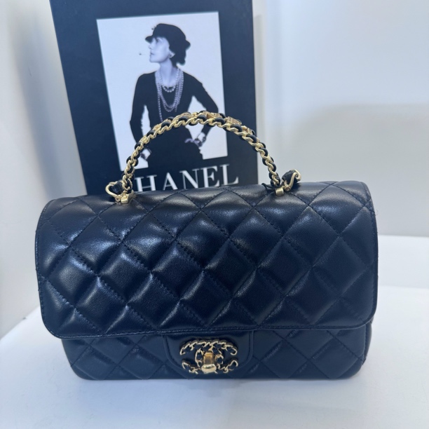 99新 Chanel/香奈儿 HIHi/黑金字母手柄CF大mini链条包/8808135