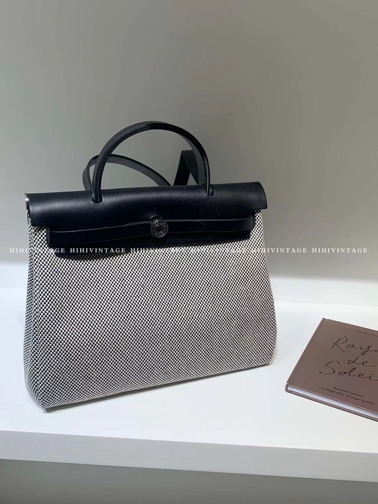 99新 Hermes/爱马仕 HIHI精选/爱马仕黑白herbag单肩包/9059548
