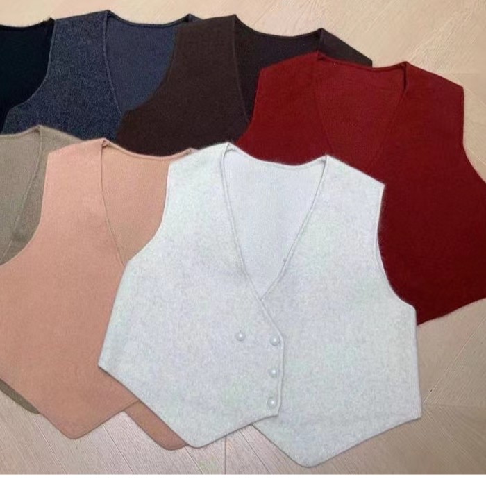 【唯衣魅】60-109浣熊4粒扣马甲网红轻奢百搭秋冬时尚气质