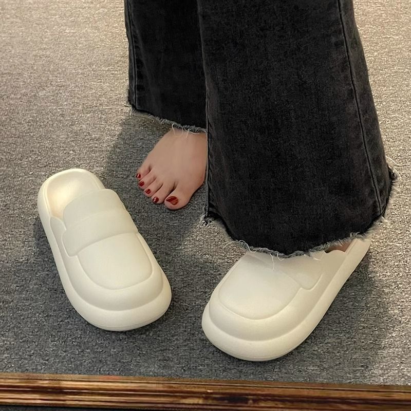 防臭百搭四季半拖鞋女外穿厚底防滑耐磨包头鞋软底踩屎感穆勒鞋