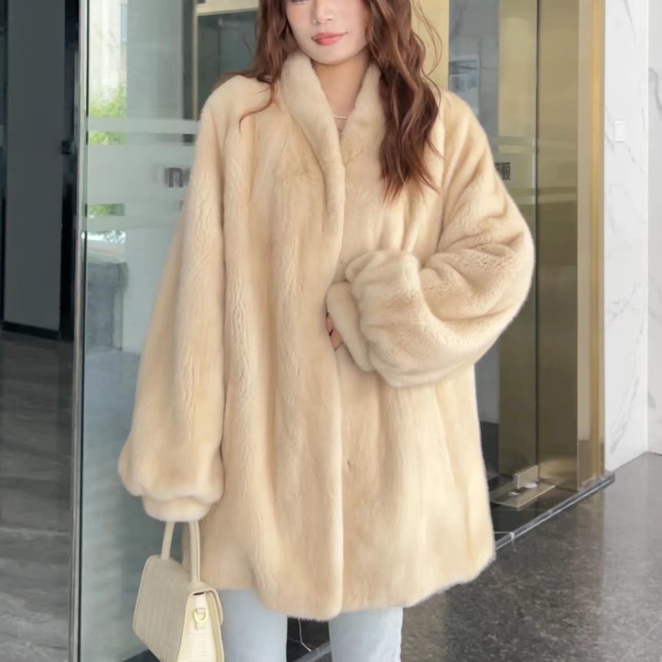 玉玉【长相思】天鹅绒级水貂毛皮草外套整貂皮大衣女貂毛皮草