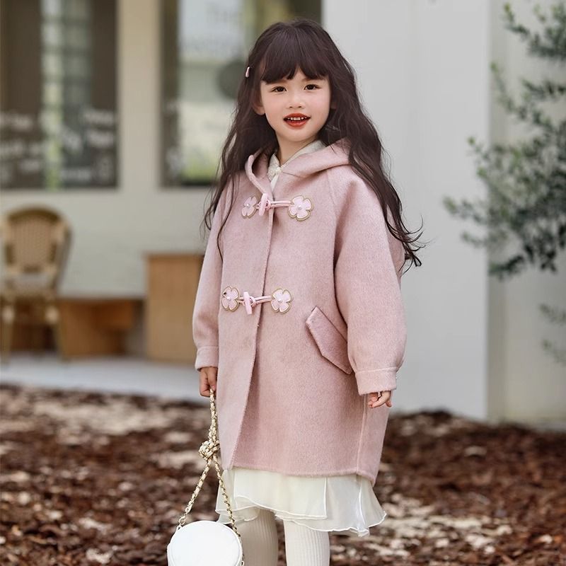 女童双面羊绒大衣2023秋冬新款儿童洋气羊毛呢子大衣加厚毛呢外套