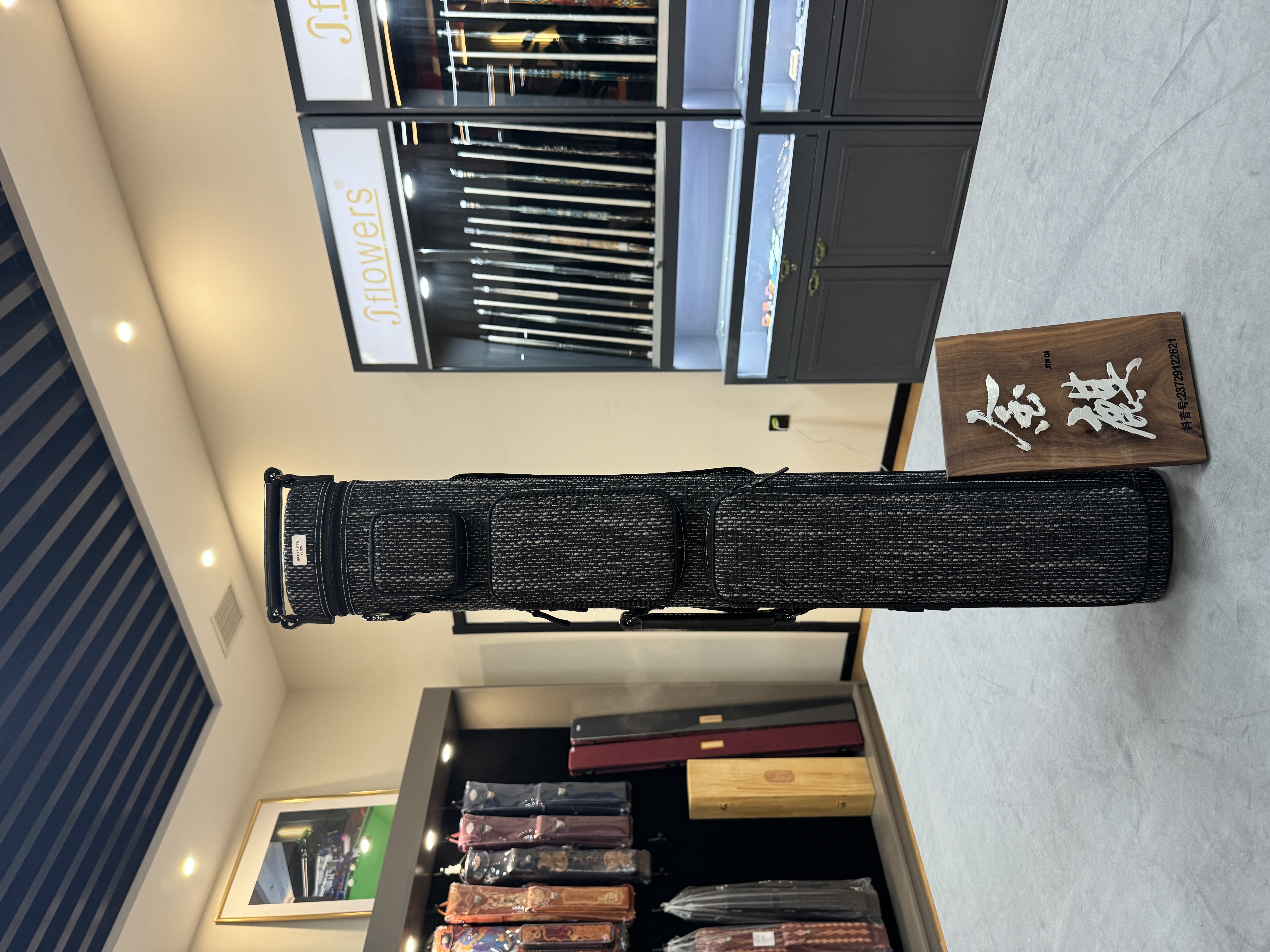 JB特殊布料7孔手工尼龙黑八九球大头台球杆桶