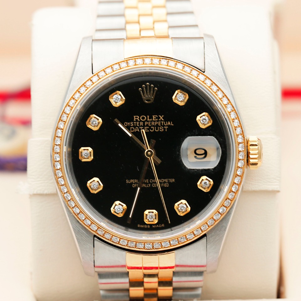 99新 Rolex/劳力士 日志16233/自动机械男表/间金后钻/36mm/单表
