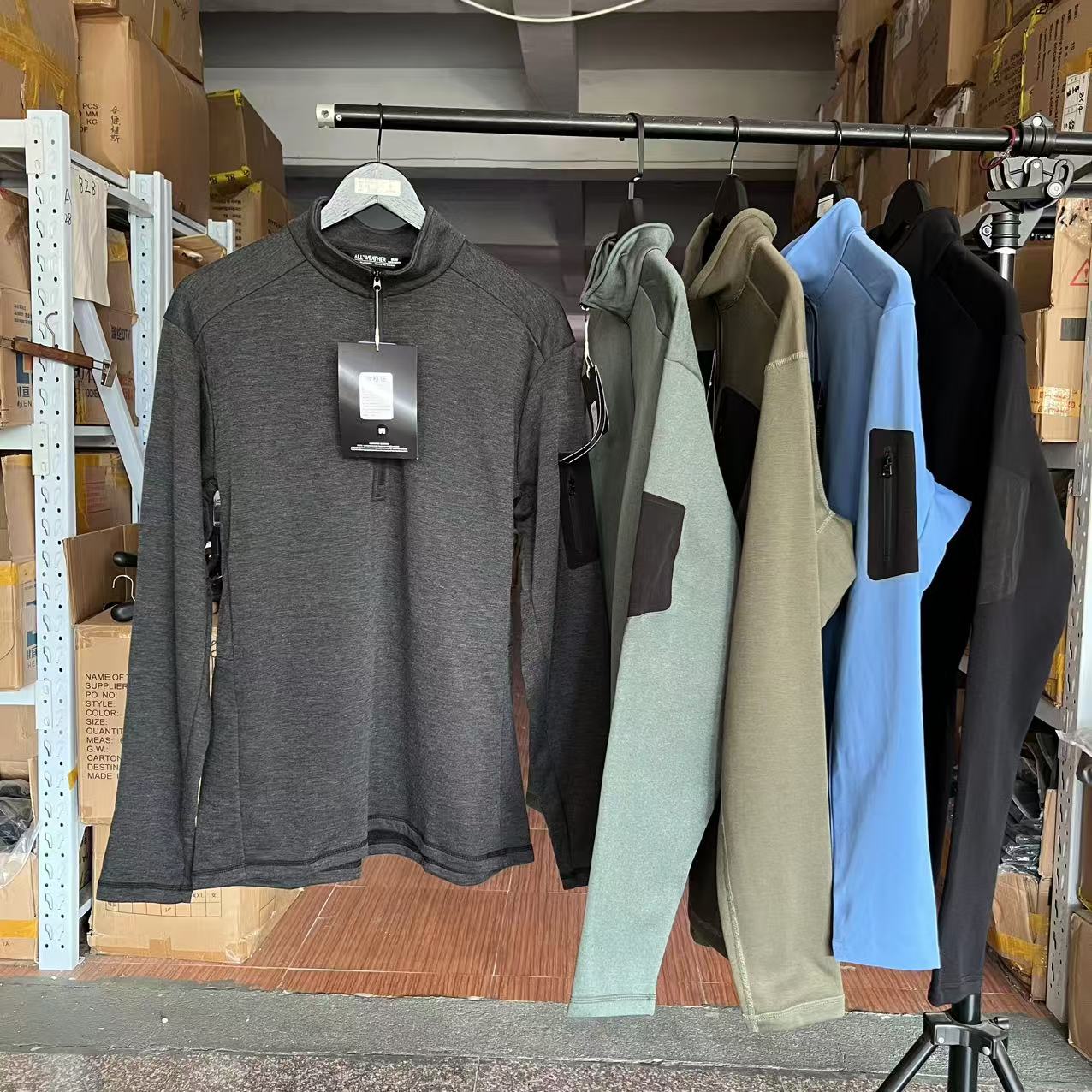 加厚8427户外男款春秋冬休闲立领半拉链透气针织长袖抓绒打底衫