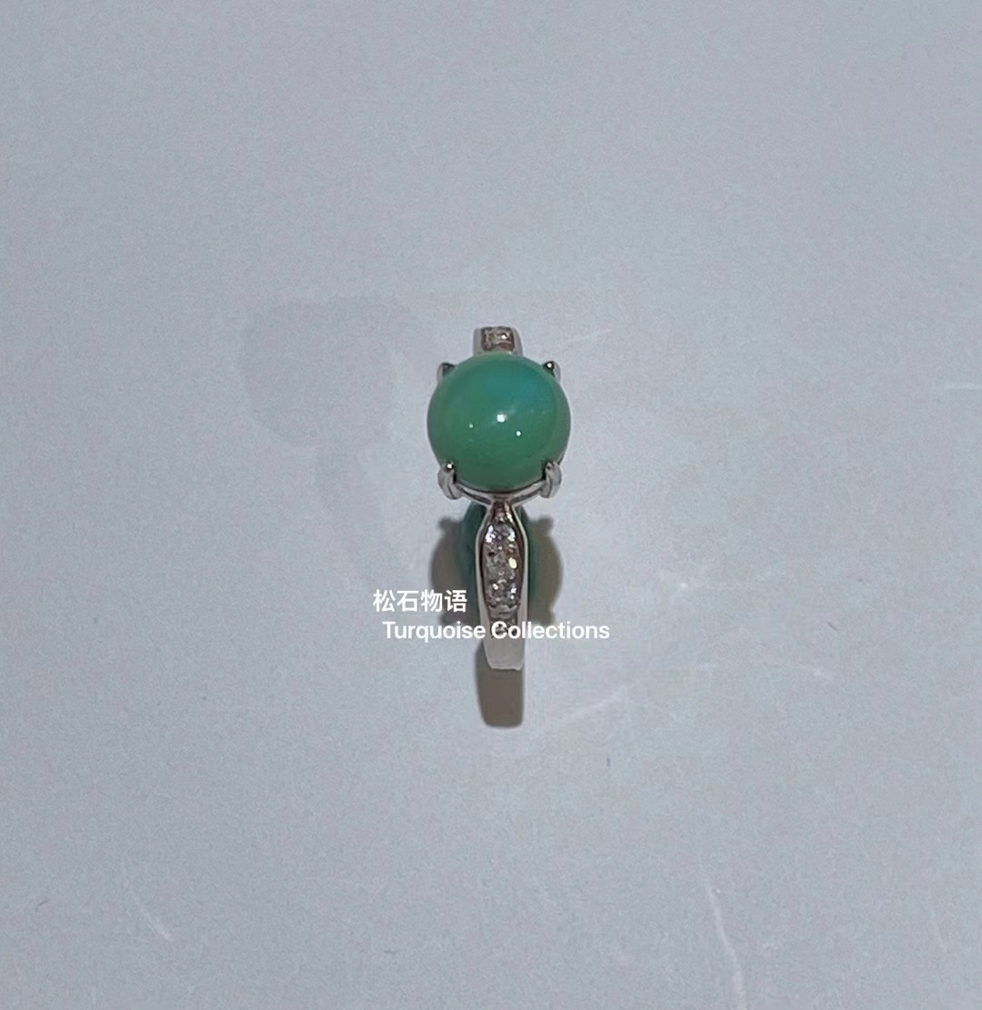 松石物语：银镶天然松石戒指（圈口可调节）