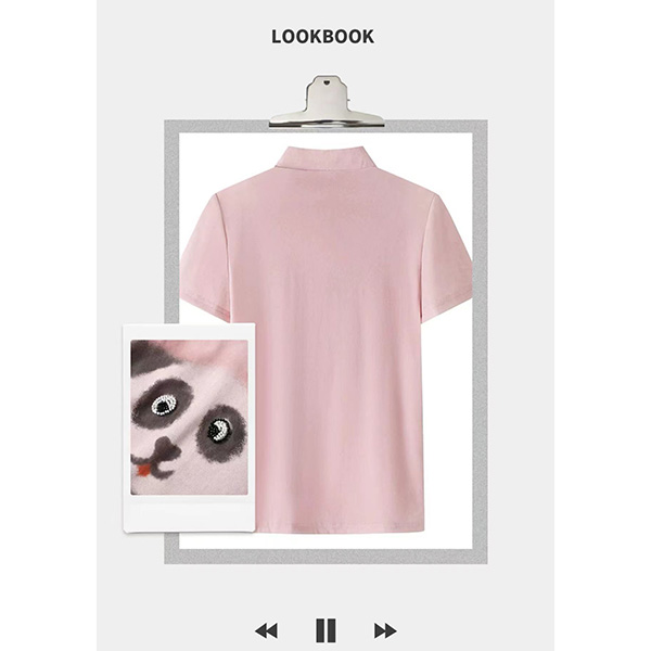 KS2131-2024夏季新款百搭时尚修身卡通刺绣中式盘扣设计短袖T恤女