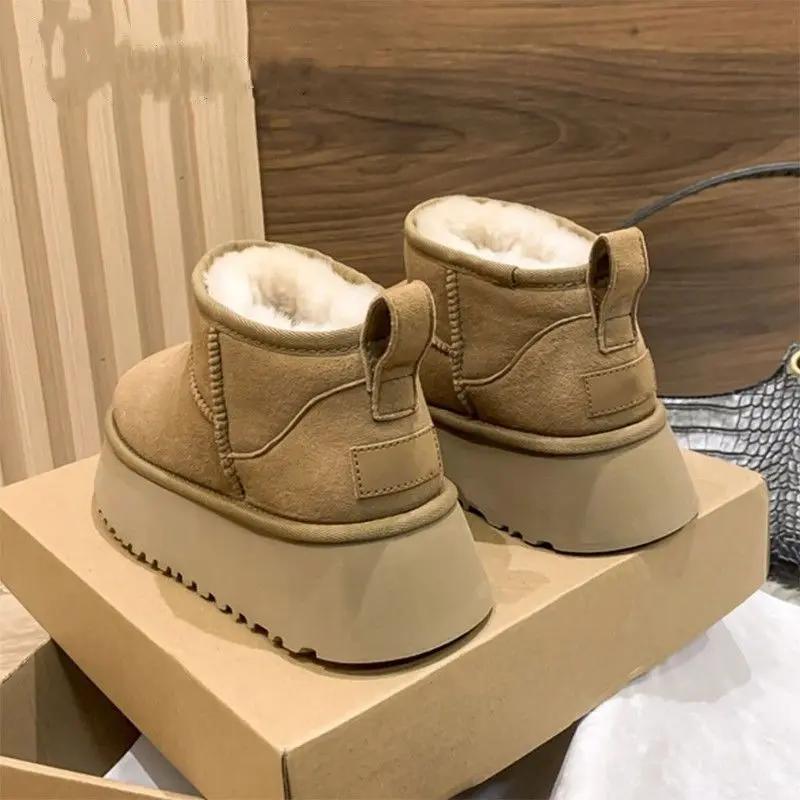 35-43码雪地靴加绒加厚厚底松糕底网红一体短筒短靴女鞋