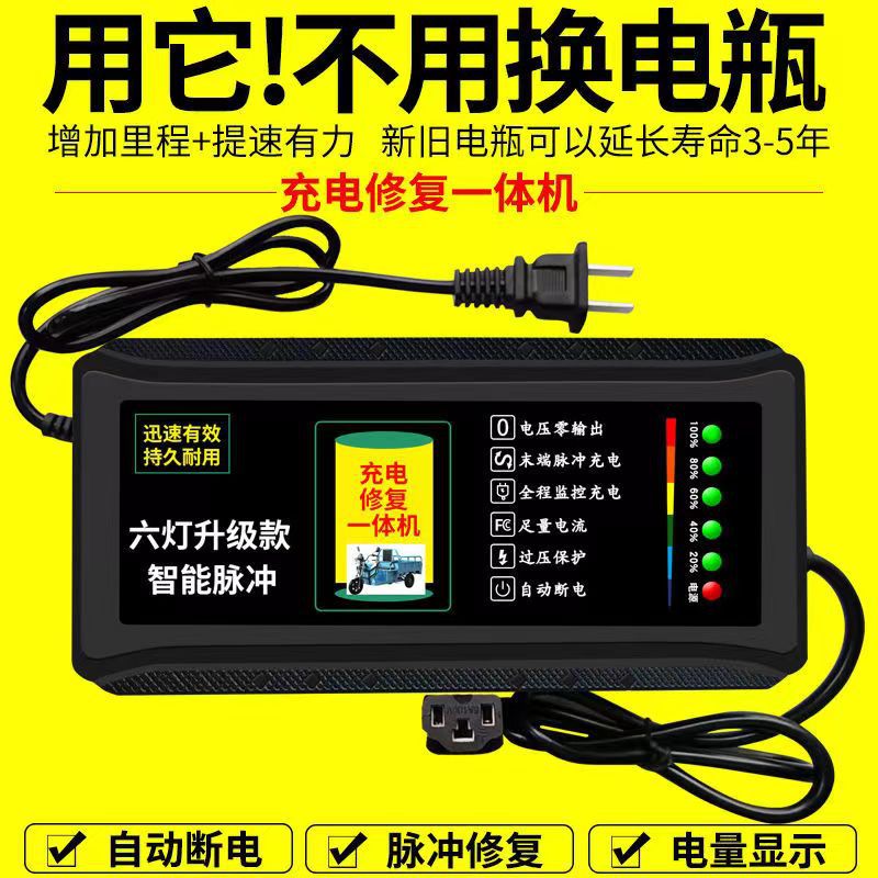 自动断电两轮三轮电动车电瓶车充电器48V60V72V超威电车通用