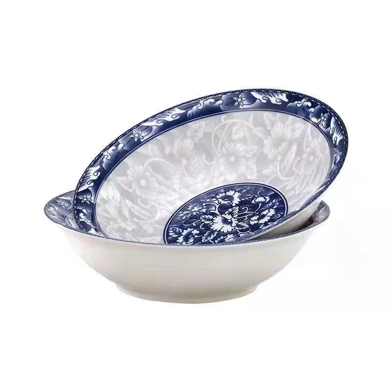 青花瓷碗饭店餐具商用碗大碗吃饭碗斗碗汤碗陶瓷小面碗蓝花炒面碗