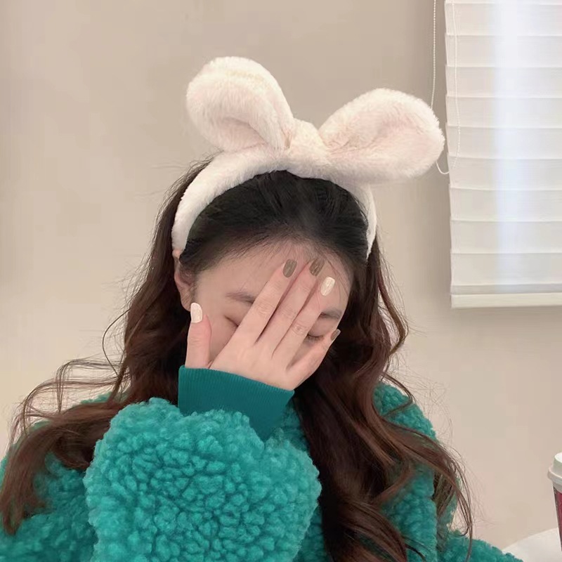 毛绒兔耳朵发箍女洗脸头箍网红发卡头饰发箍高颅顶可爱俏皮发饰女