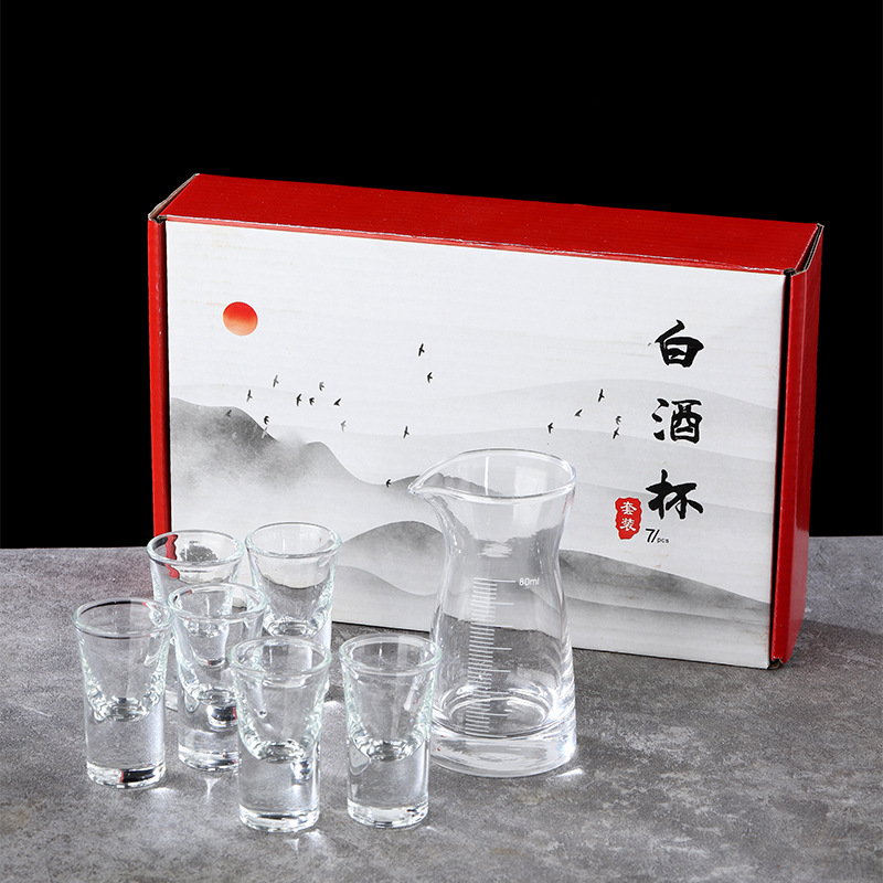 热卖高脚杯酒具玻璃制品白酒分酒器 水杯玻璃杯具礼盒白酒杯套装