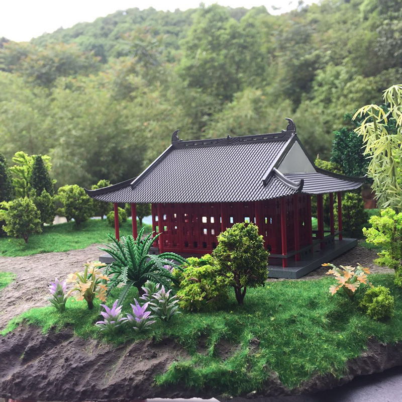 仿古建筑模型苏州园林场景沙盘摆件拼装结构装饰玩具风格房子模玩