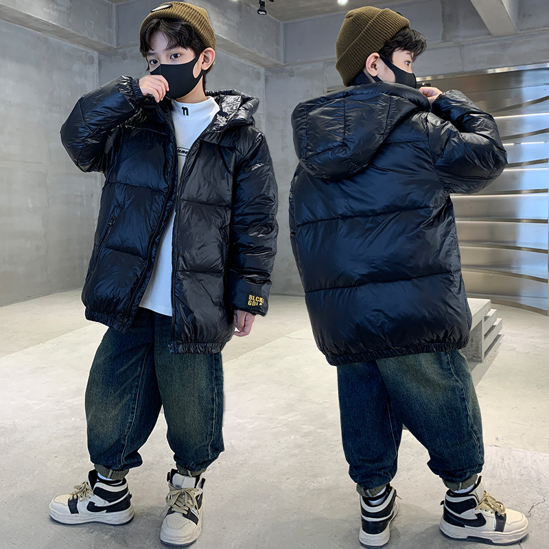 男童羽绒服2023年新款洋气冬季连帽中大童加厚儿童冬装炸街外套潮