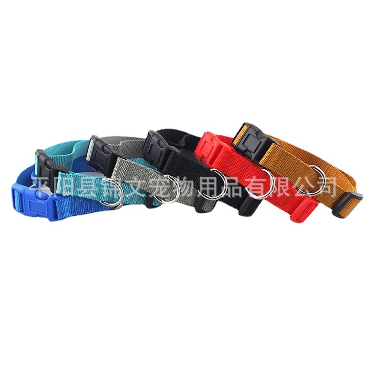 素色仿尼龙宠物项圈狗狗牵引绳定狗脖圈制宠物用品