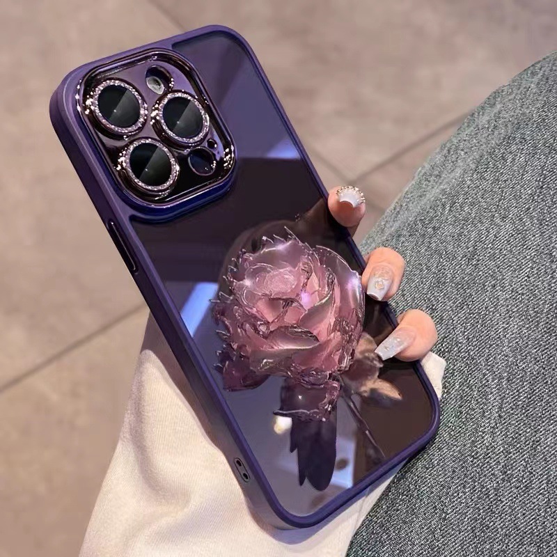 紫色花朵适用苹果14promax手机壳全包iPhone13高级12自带镜头膜11