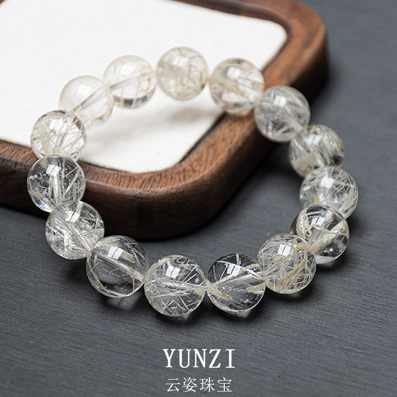 天然异象级白发雪霜发水晶手串 尺寸可选 产品多样性发一