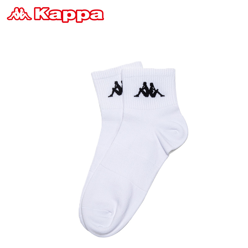 Kappa运动袜时尚透气夏秋季白色休闲袜中性舒适中筒袜