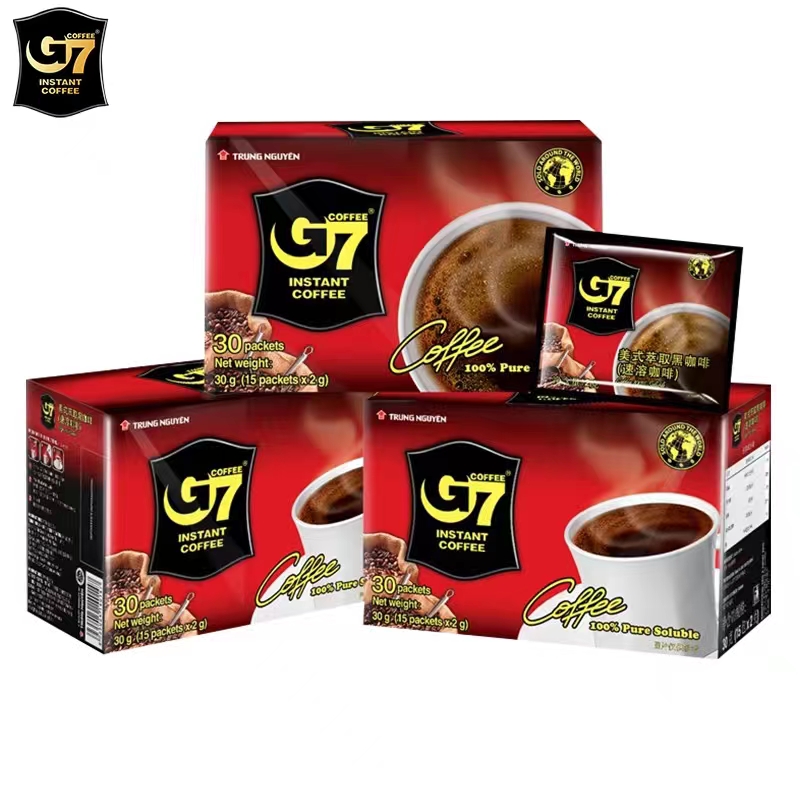 G7COFFEE【主播专享】进口越南G7咖啡美式萃取纯黑苦咖啡30g/盒速溶