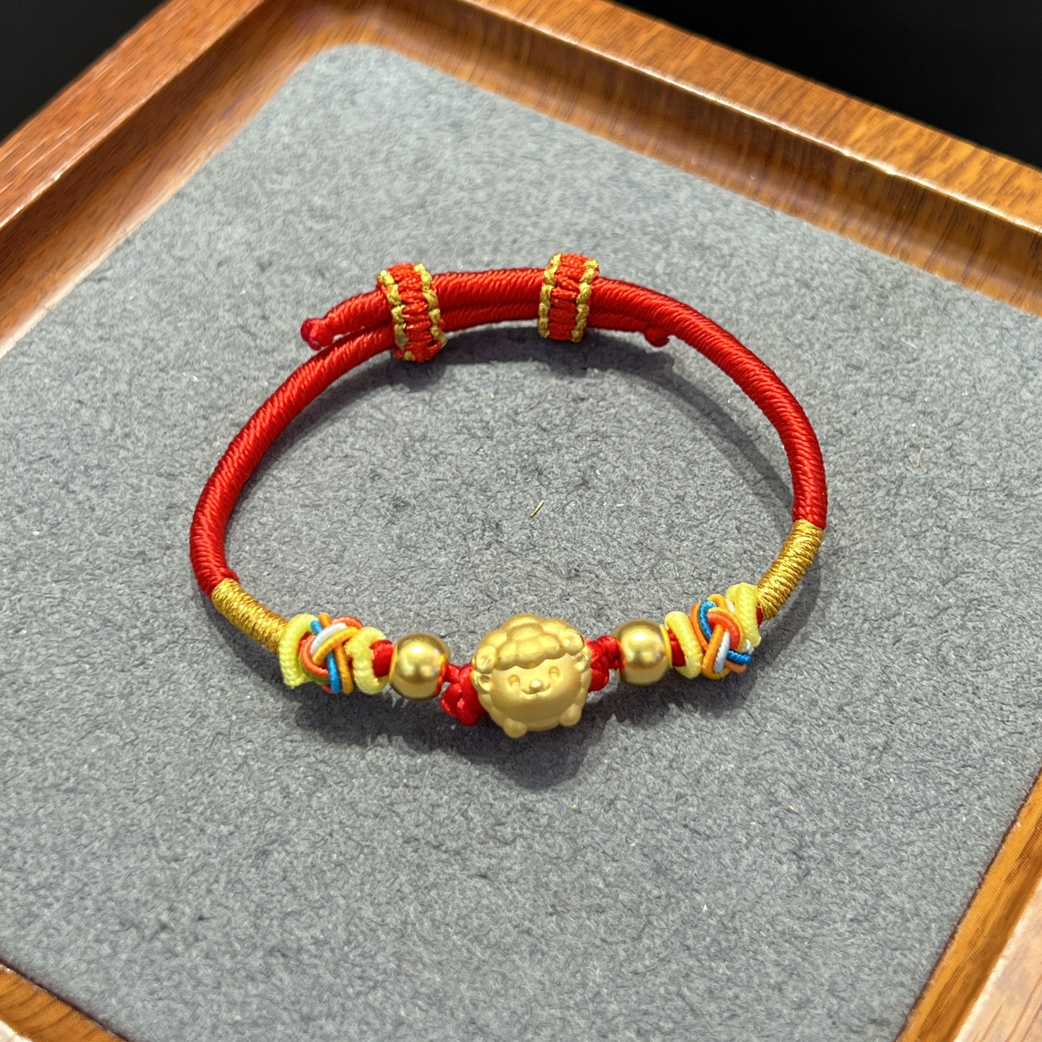 足金999咩咩羊卷毛羊黄金手串黄金手链手工编绳生肖羊送女友