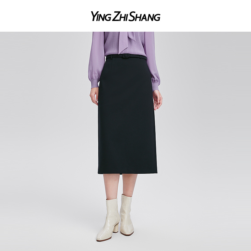 赢智尚2024新款中腰略松较长款直筒半裙ZW00966