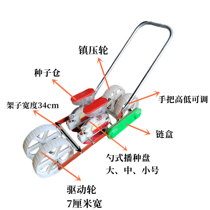 手推式蔬菜播种机药拆小粒菜籽播种一体机一次两行青菜萝卜白菜