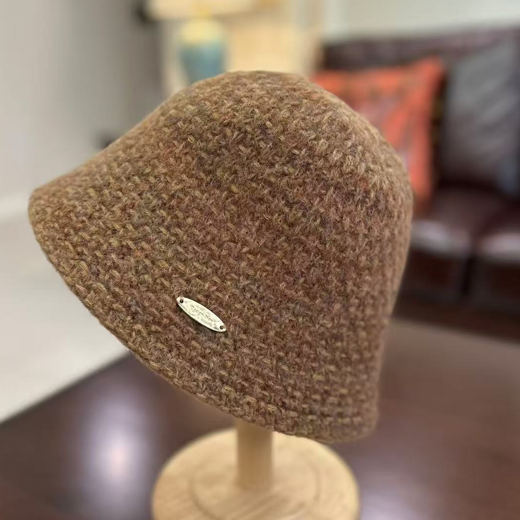 水桶渔夫帽秋冬保暖毛线帽针织帽女款时尚百搭编织盆帽冬季经典