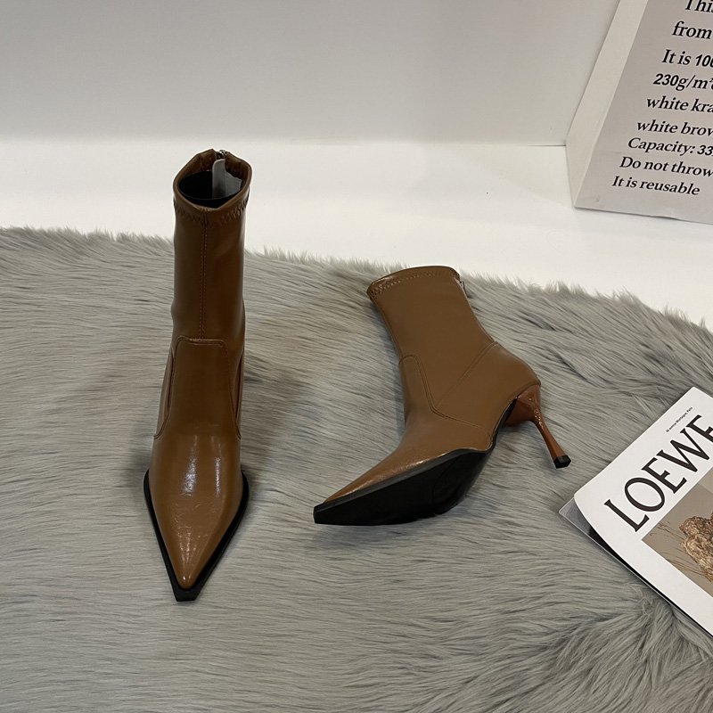 加绒气质秋冬网红时尚显瘦瘦瘦靴好货沿荐小个子靴子高细跟高跟鞋