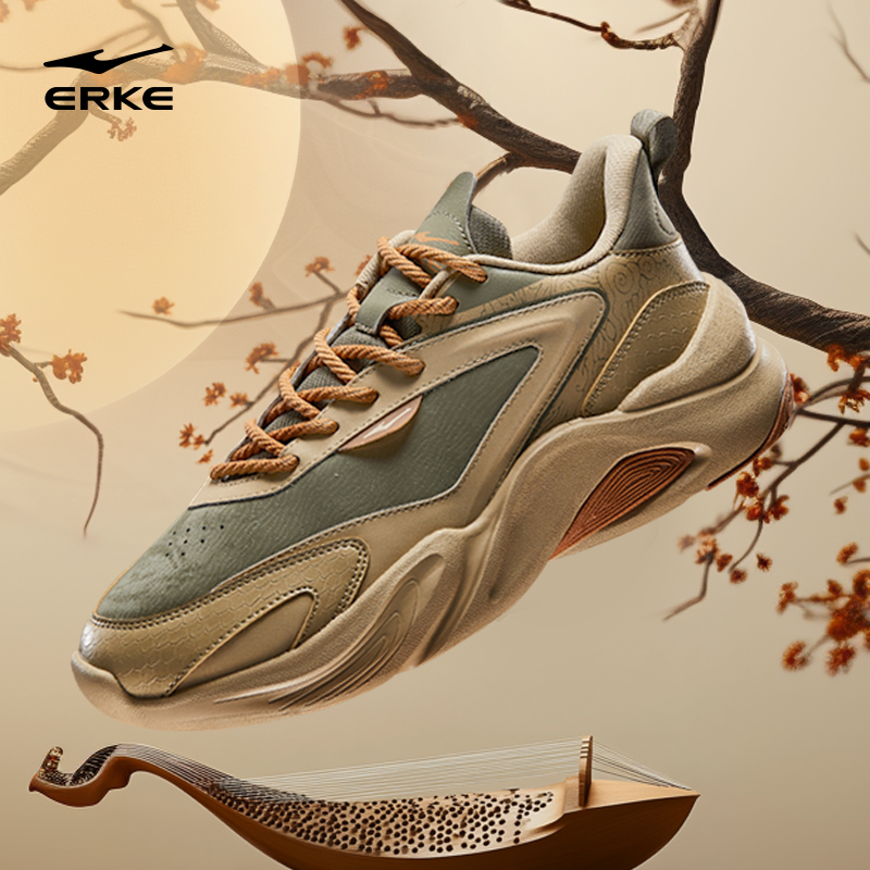 鸿星尔克凤栖梧丨秋季新款运动鞋情侣潮流增高轻便缓震国风休闲鞋