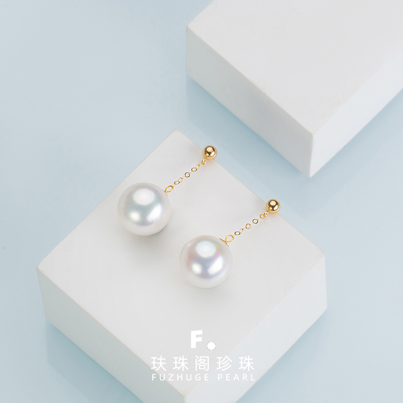 18k金淡水珍珠小风吹耳饰