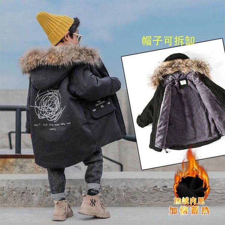 男童冬装棉服外套新款秋冬款中大儿童夹棉加绒加厚冬季派克服